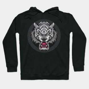 Angry White Tiger Head Hoodie